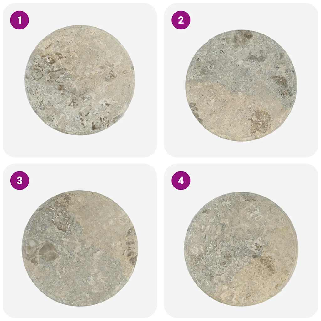149194 vidaXL Table Top Grey Ø50x2,5 cm Marble