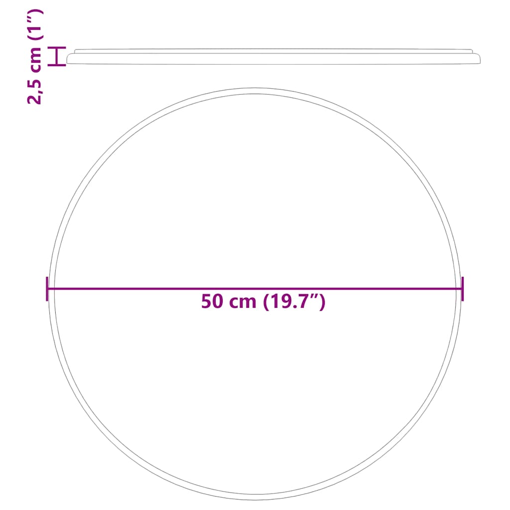 149194 vidaXL Table Top Grey Ø50x2,5 cm Marble