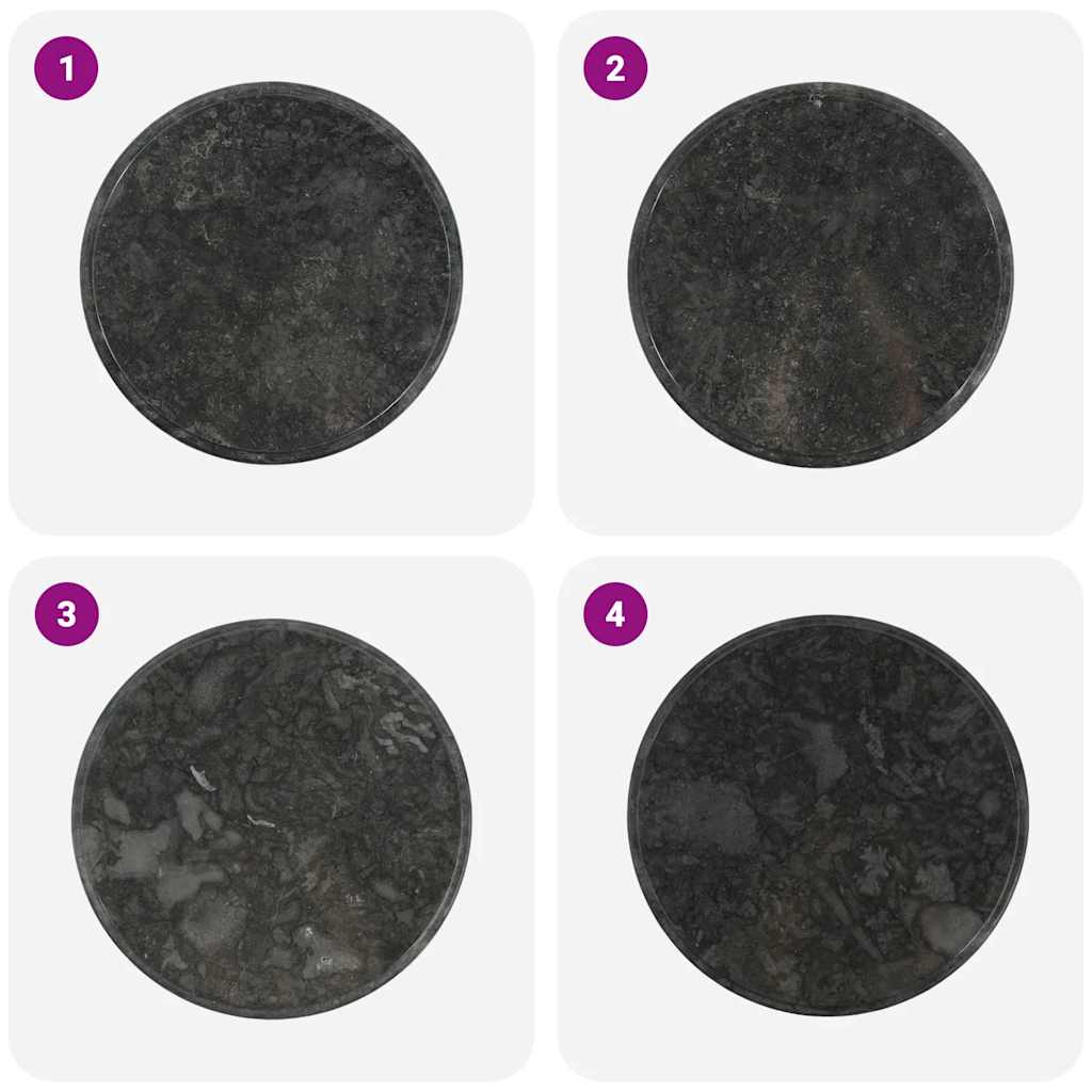 Table Top Black Ø60x2.5 cm Marble