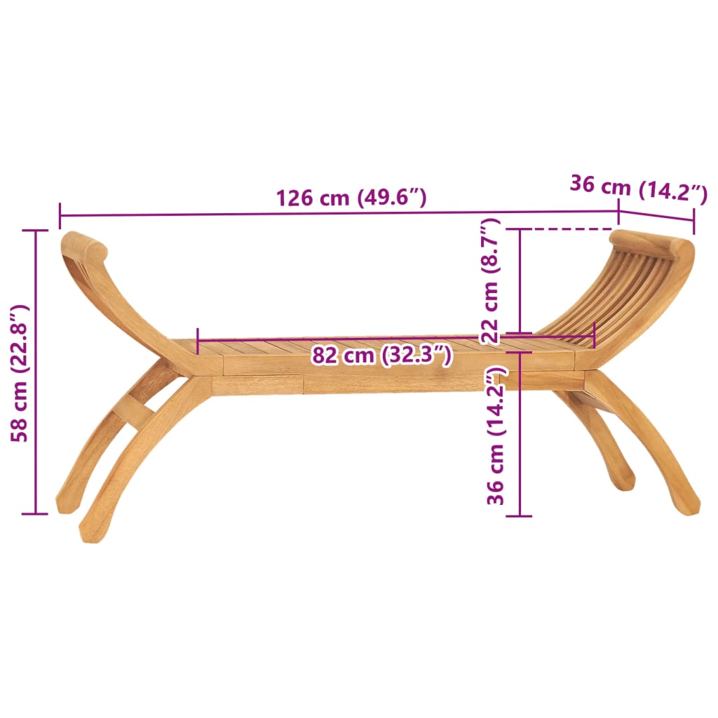 vidaXL Garden Bench 160 cm Solid Teak Wood