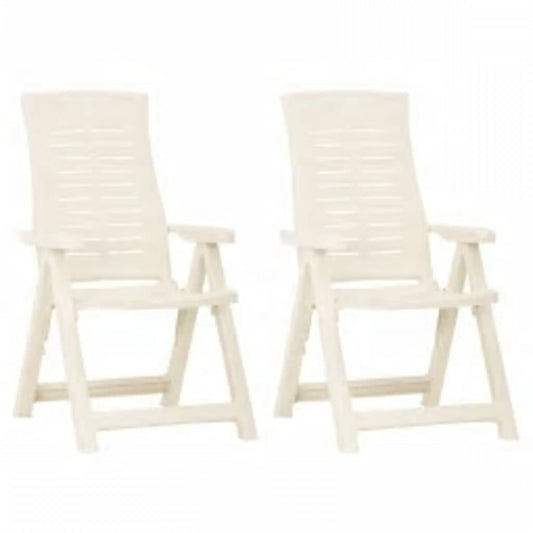 Reclining Folding Chairs 2 pcs Plastic White