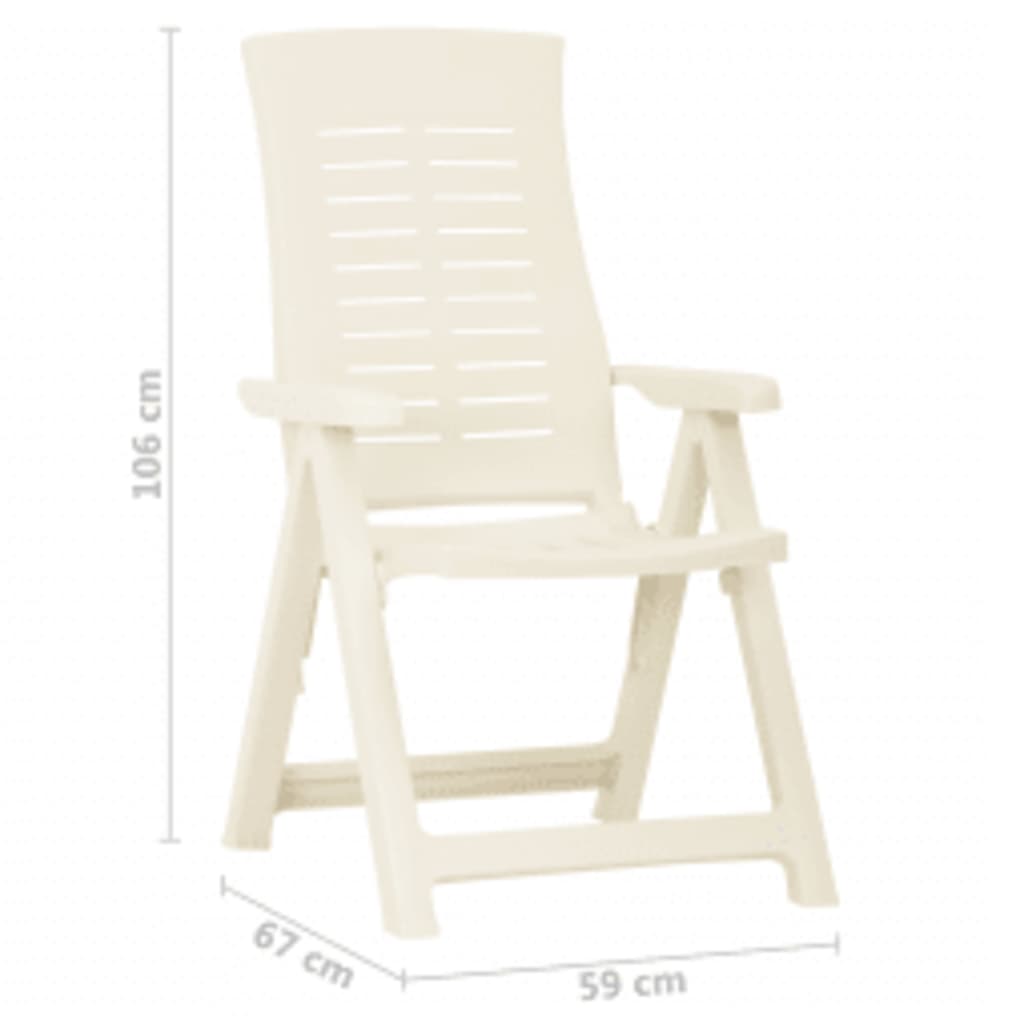 Garden Reclining Chairs 2 pcs Plastic White