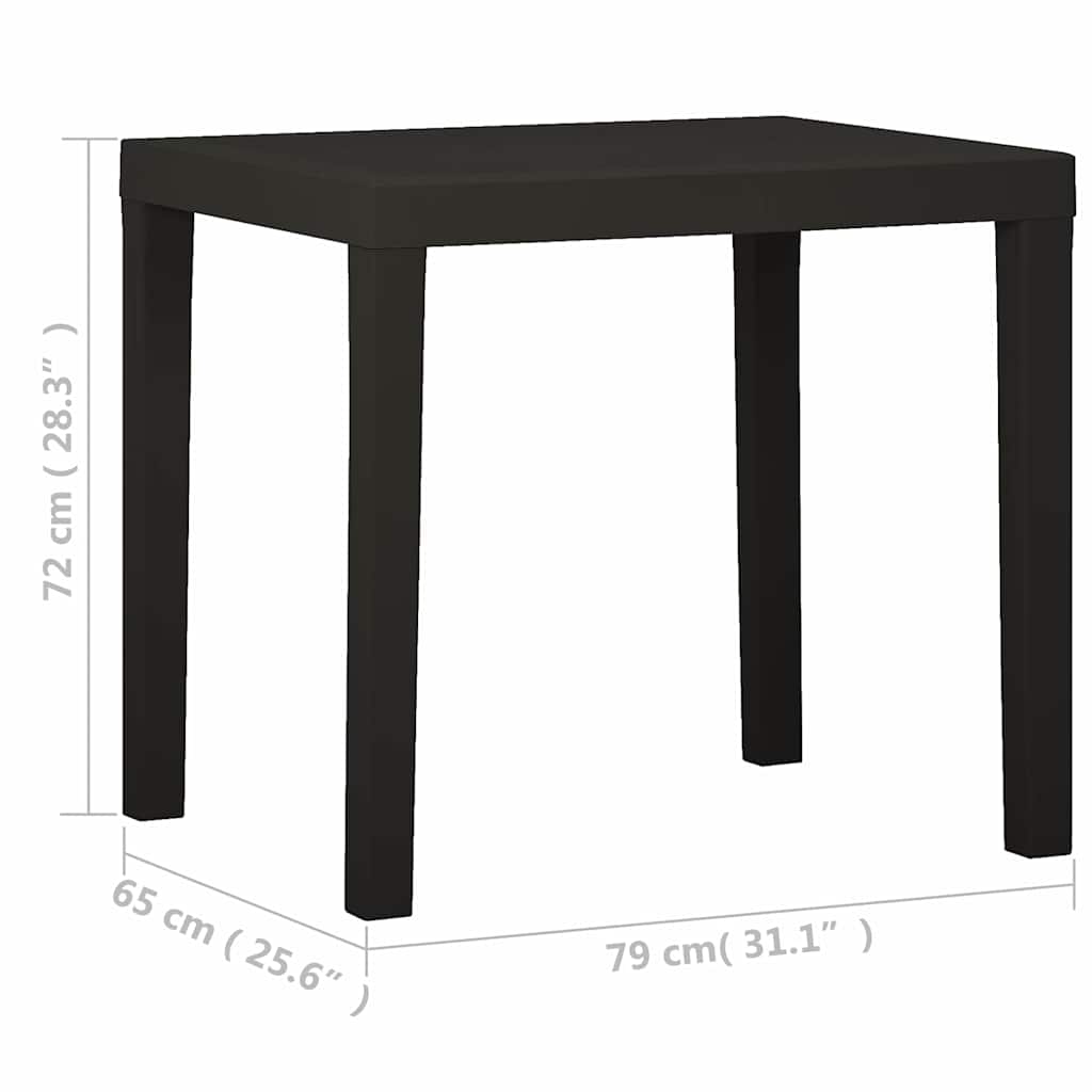 315845 vidaXL Garden Table Anthracite 79x65x72 cm Plastic