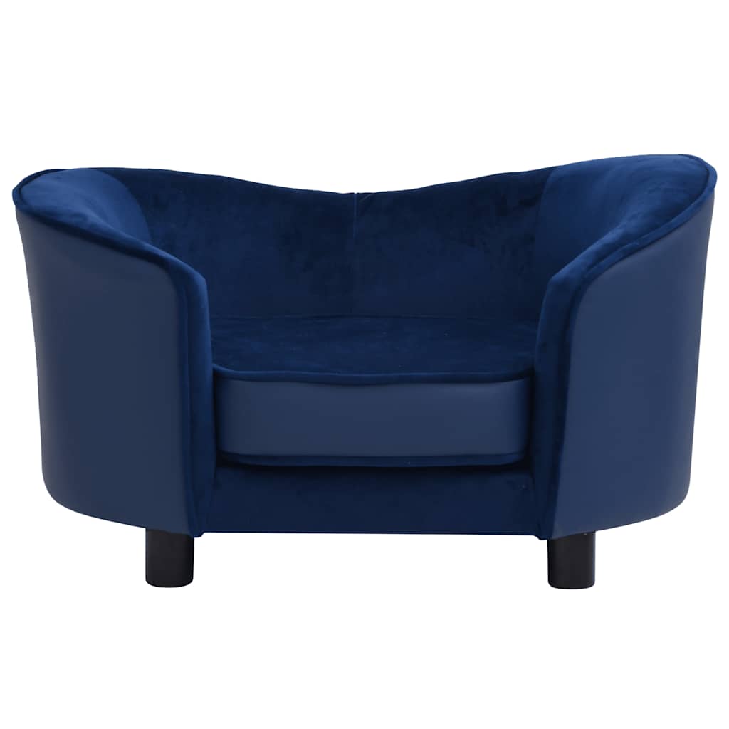 vidaXL Dog Sofa Blue 69x49x40 cm Plush and Faux Leather