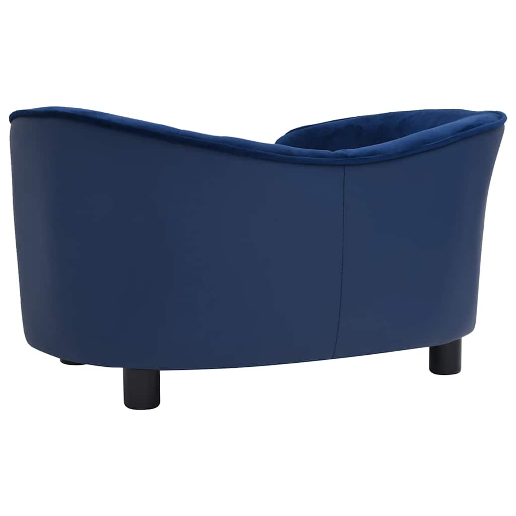 vidaXL Dog Sofa Blue 69x49x40 cm Plush and Faux Leather