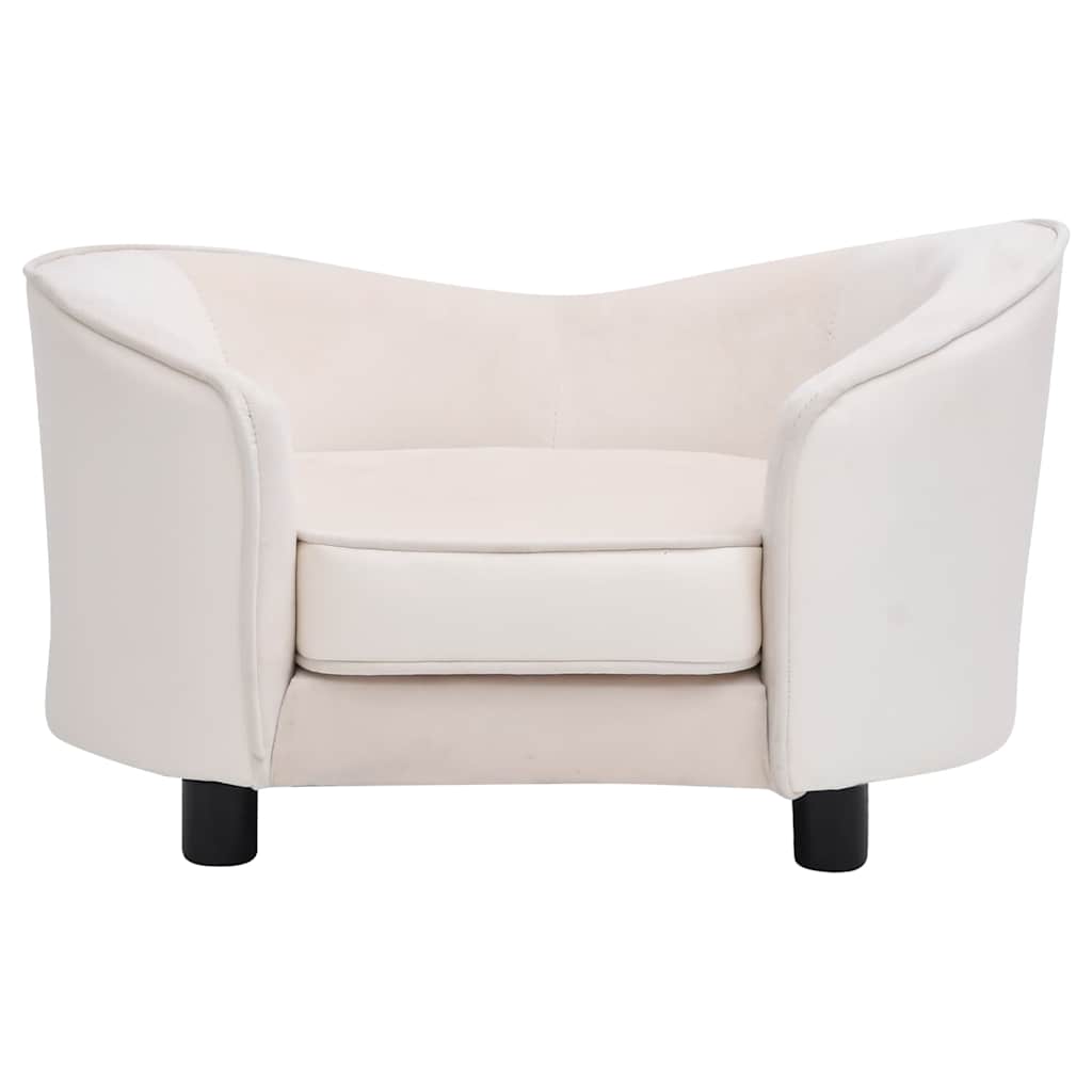 vidaXL Dog Sofa Cream 69x49x40 cm Plush and Faux Leather