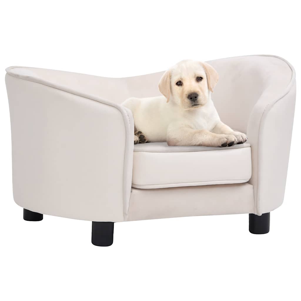 vidaXL Dog Sofa Cream 69x49x40 cm Plush and Faux Leather