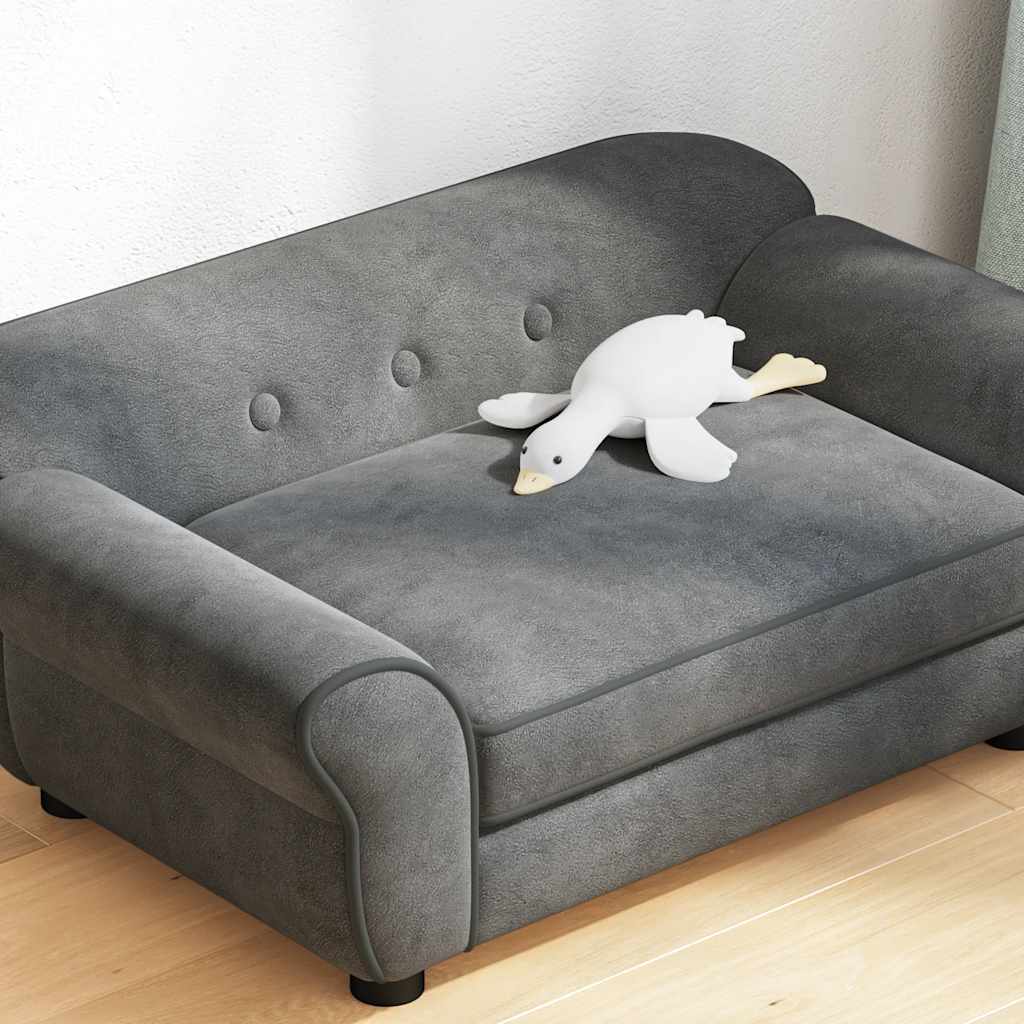 Dog Sofa Dark Grey 72x45x30 cm Plush