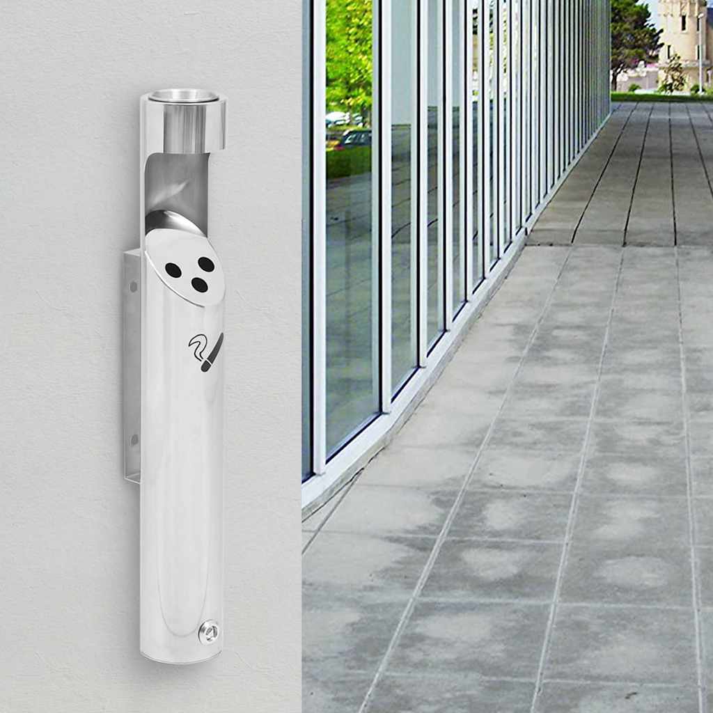 149570 vidaXL Wall Mounted Ashtray Stainless Steel
