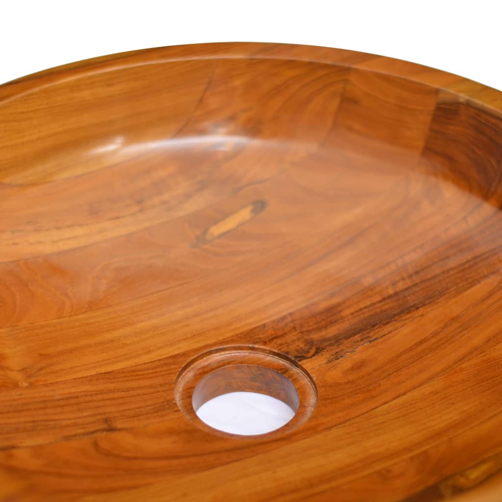 vidaXL Basin Solid Teak Wood Φ40x10 cm