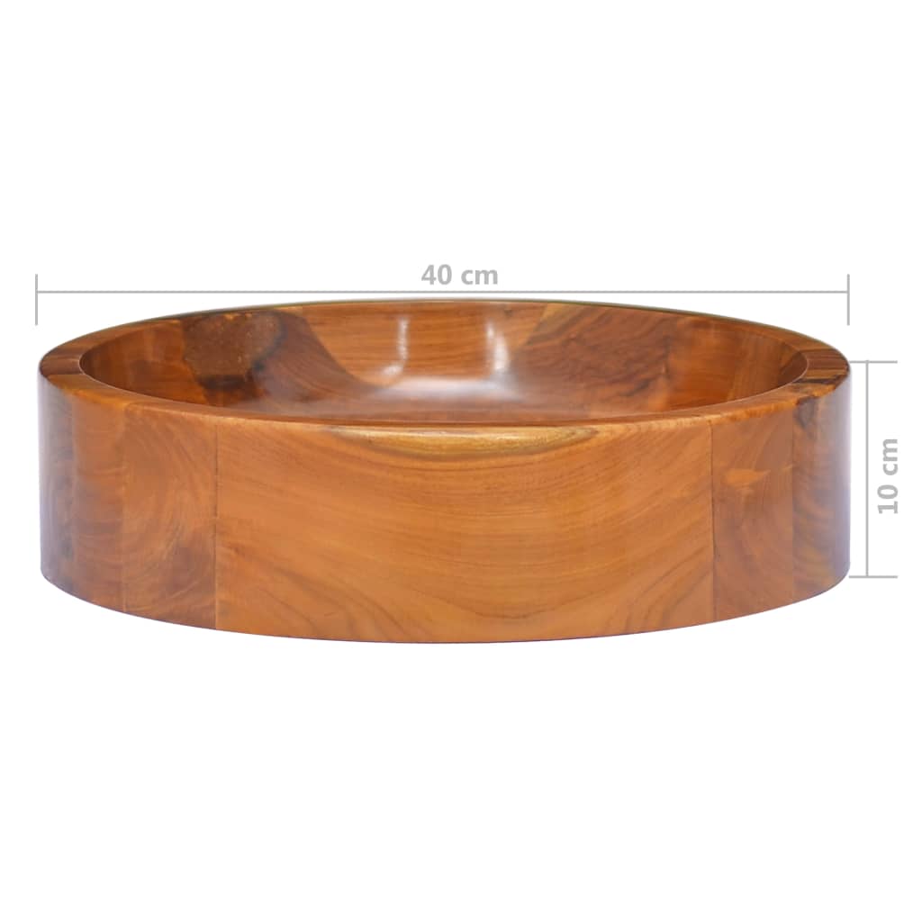 vidaXL Basin Solid Teak Wood Φ40x10 cm