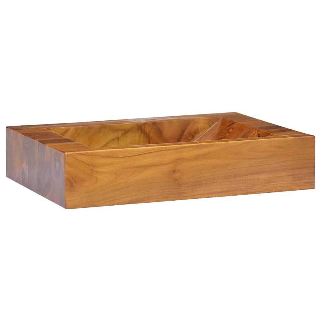 vidaXL Basin Solid Teak Wood 50x35x10 cm