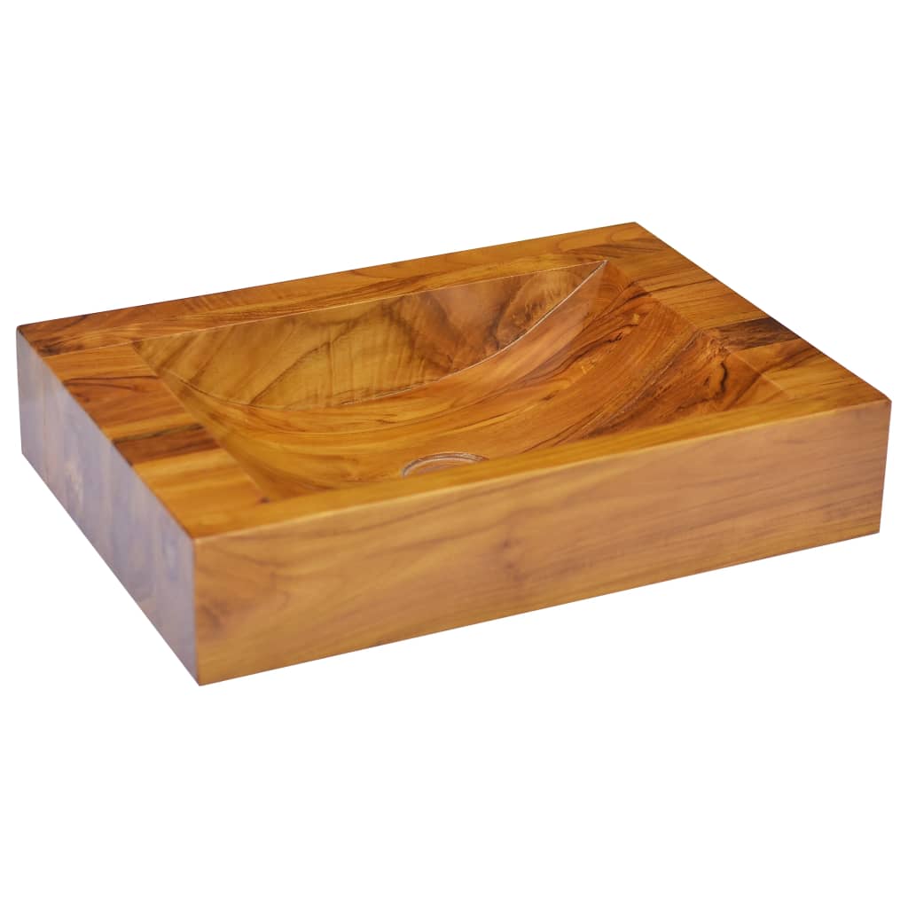 vidaXL Basin Solid Teak Wood 50x35x10 cm