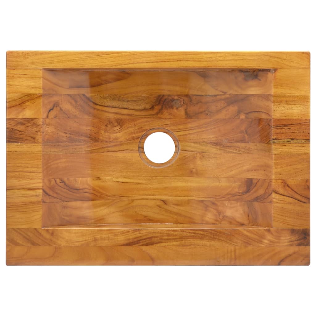 vidaXL Basin Solid Teak Wood 50x35x10 cm