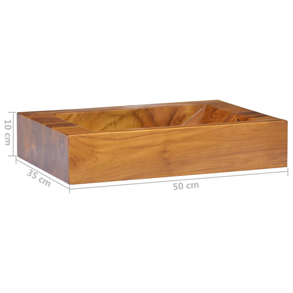 vidaXL Basin Solid Teak Wood 50x35x10 cm