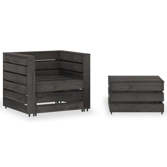 vidaXL 2 Piece Garden Pallet Lounge Set Grey Impregnated Pinewood