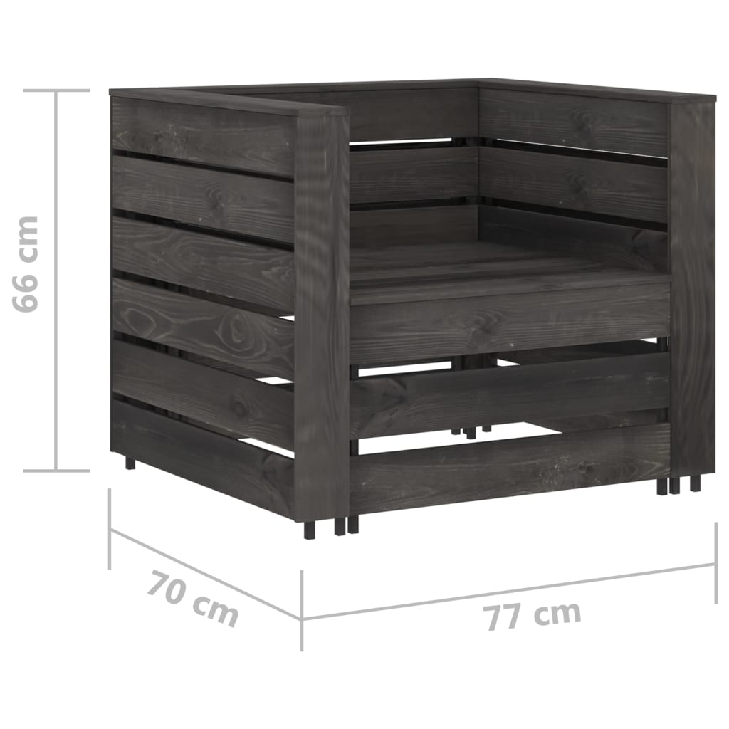 vidaXL 2 Piece Garden Pallet Lounge Set Grey Impregnated Pinewood