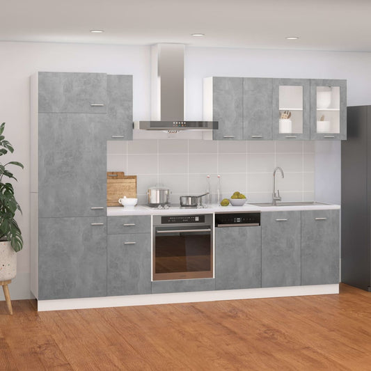 vidaXL 8 Piece Kitchen Cabinet Set Concrete Grey Engineered Wood