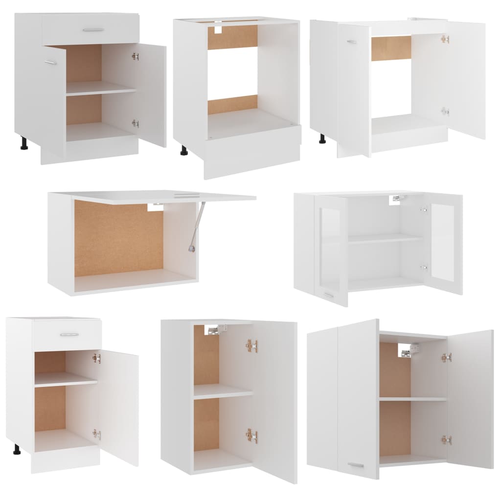 vidaXL 8 Piece Kitchen Cabinet Set White Engineered Wood