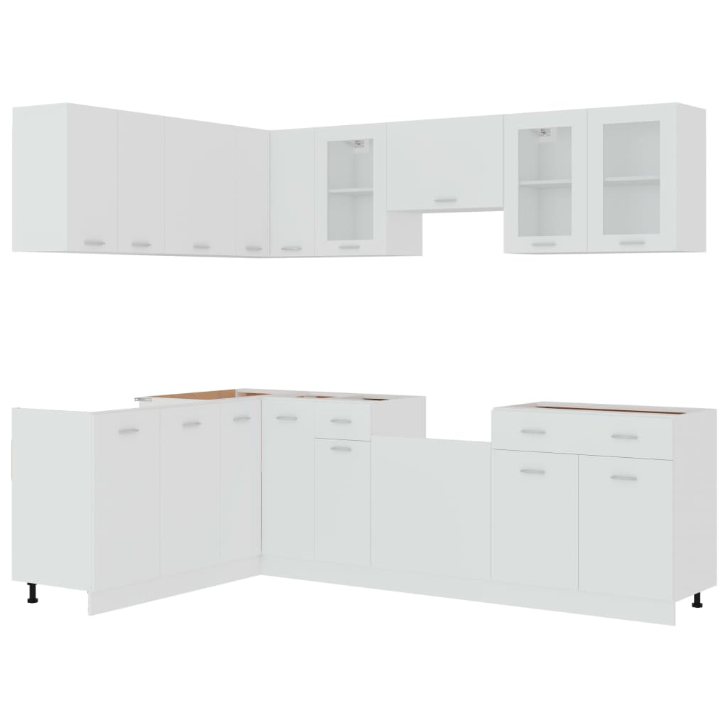 3067664 vidaXL 11 Piece Kitchen Cabinet Set Lyon" White Engineered Wood (801268+801260+802537+802505+802513+802529+801236+802489+801204+802562+801196)