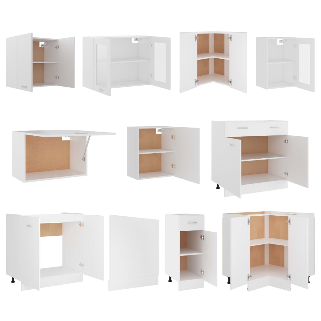 3067664 vidaXL 11 Piece Kitchen Cabinet Set Lyon" White Engineered Wood (801268+801260+802537+802505+802513+802529+801236+802489+801204+802562+801196)