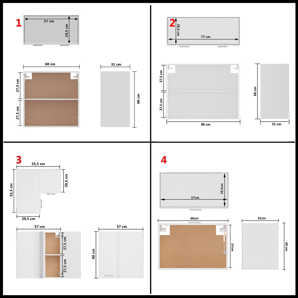 3067664 vidaXL 11 Piece Kitchen Cabinet Set Lyon" White Engineered Wood (801268+801260+802537+802505+802513+802529+801236+802489+801204+802562+801196)