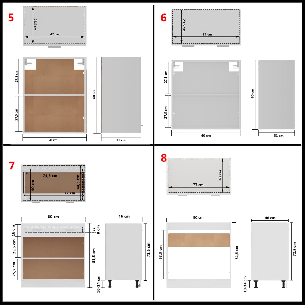 3067664 vidaXL 11 Piece Kitchen Cabinet Set Lyon" White Engineered Wood (801268+801260+802537+802505+802513+802529+801236+802489+801204+802562+801196)