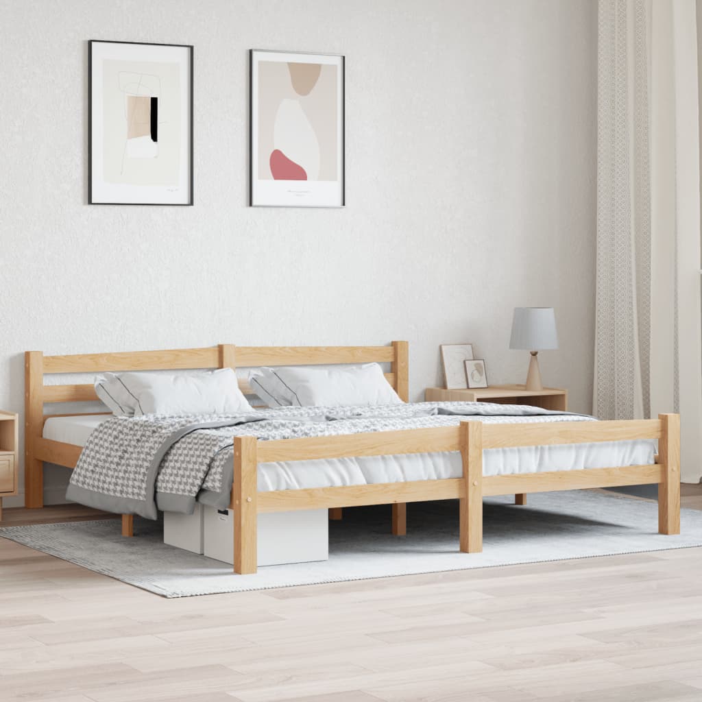 vidaXL Bed Frame without Mattress Solid Pinewood 180x200 cm Super King