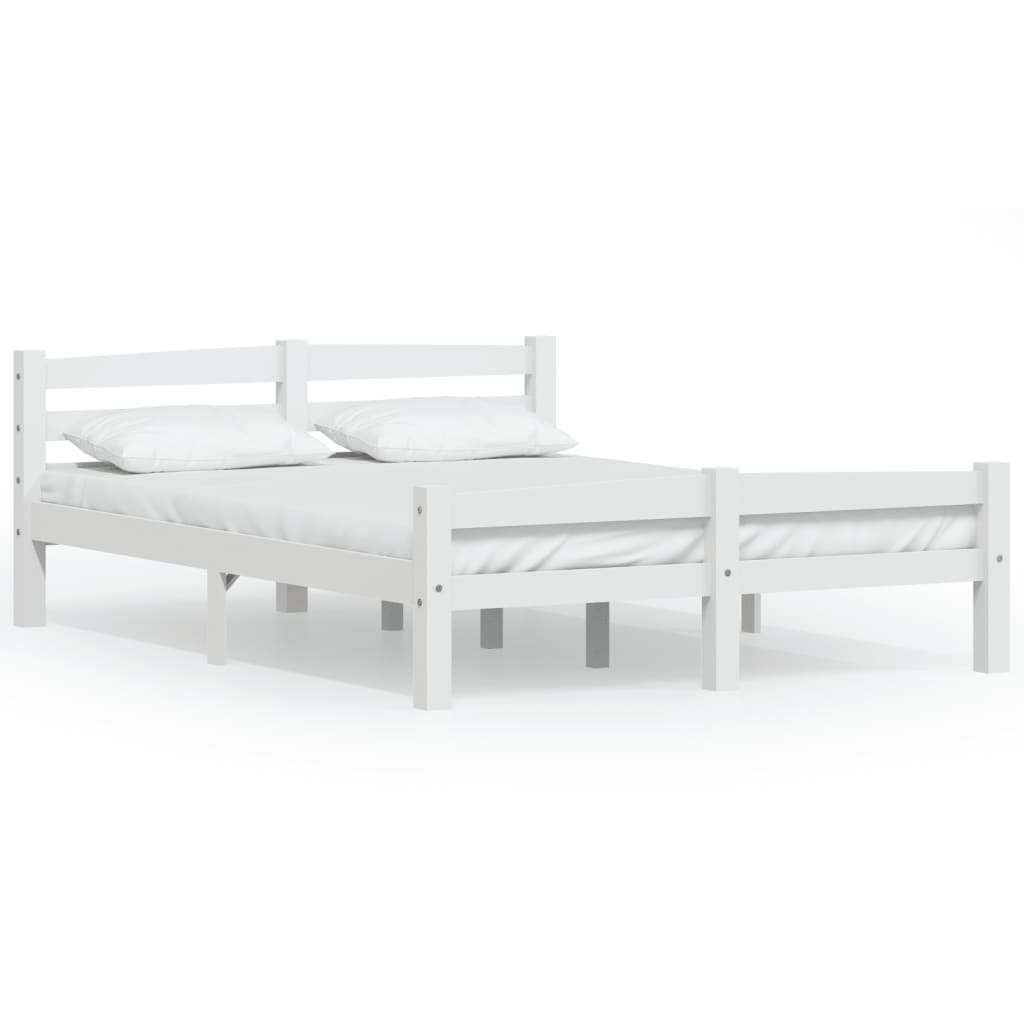 vidaXL Bed Frame without Mattress White Solid Pinewood 120x200 cm