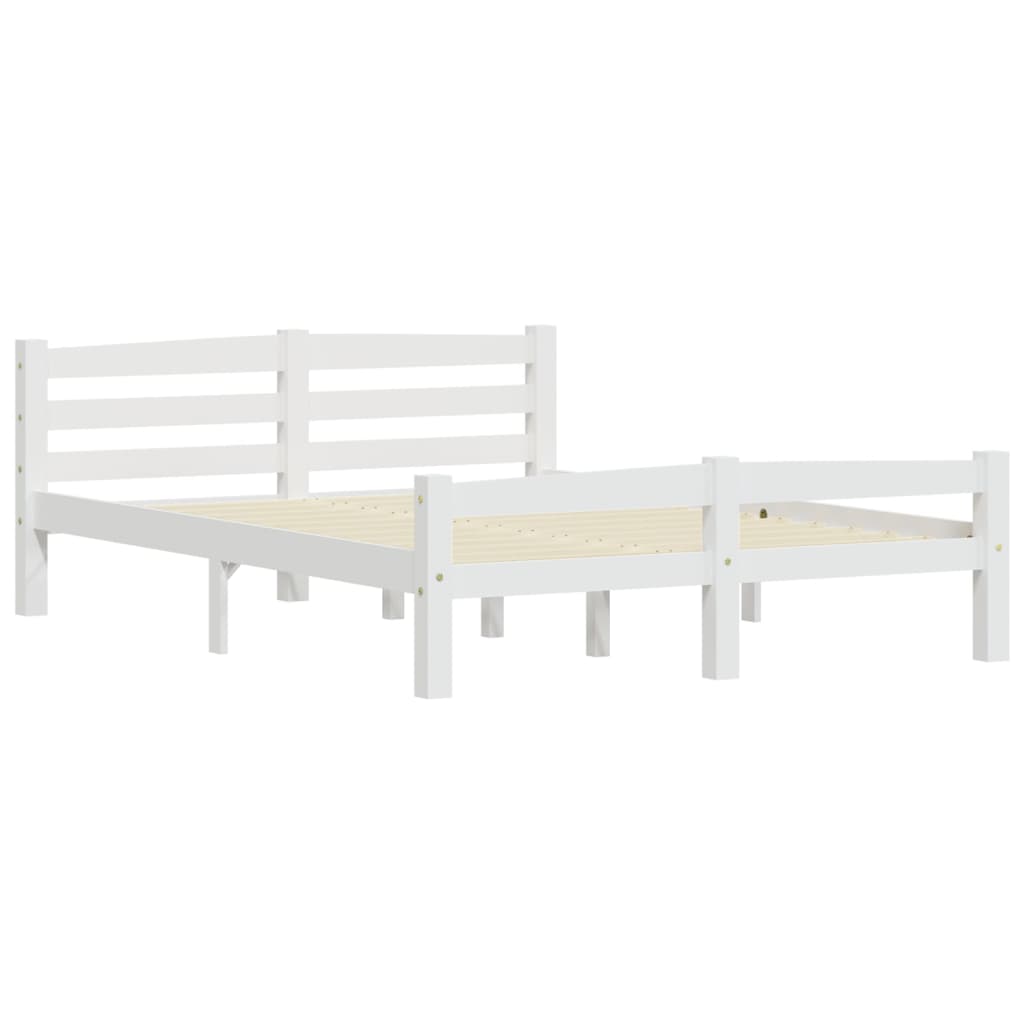 vidaXL Bed Frame without Mattress White Solid Pinewood 120x200 cm