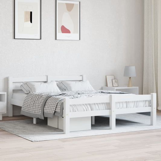 vidaXL Bed Frame without Mattress White Solid Pinewood 120x200 cm