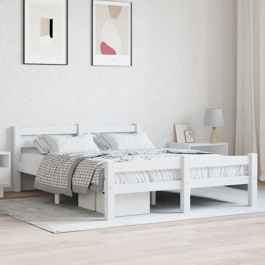 Bedframe Wit Massief Grenenhout 140x200 cm