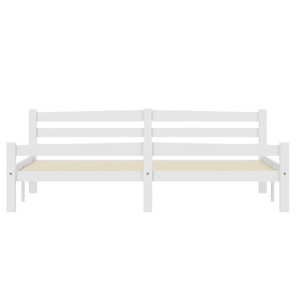 Bed Frame without Mattress White Solid Pinewood 180x200 cm Super King