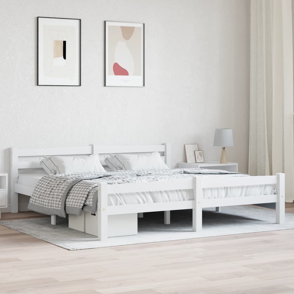 Cadre de lit en pin massif blanc 180x200 cm 6FT Super King