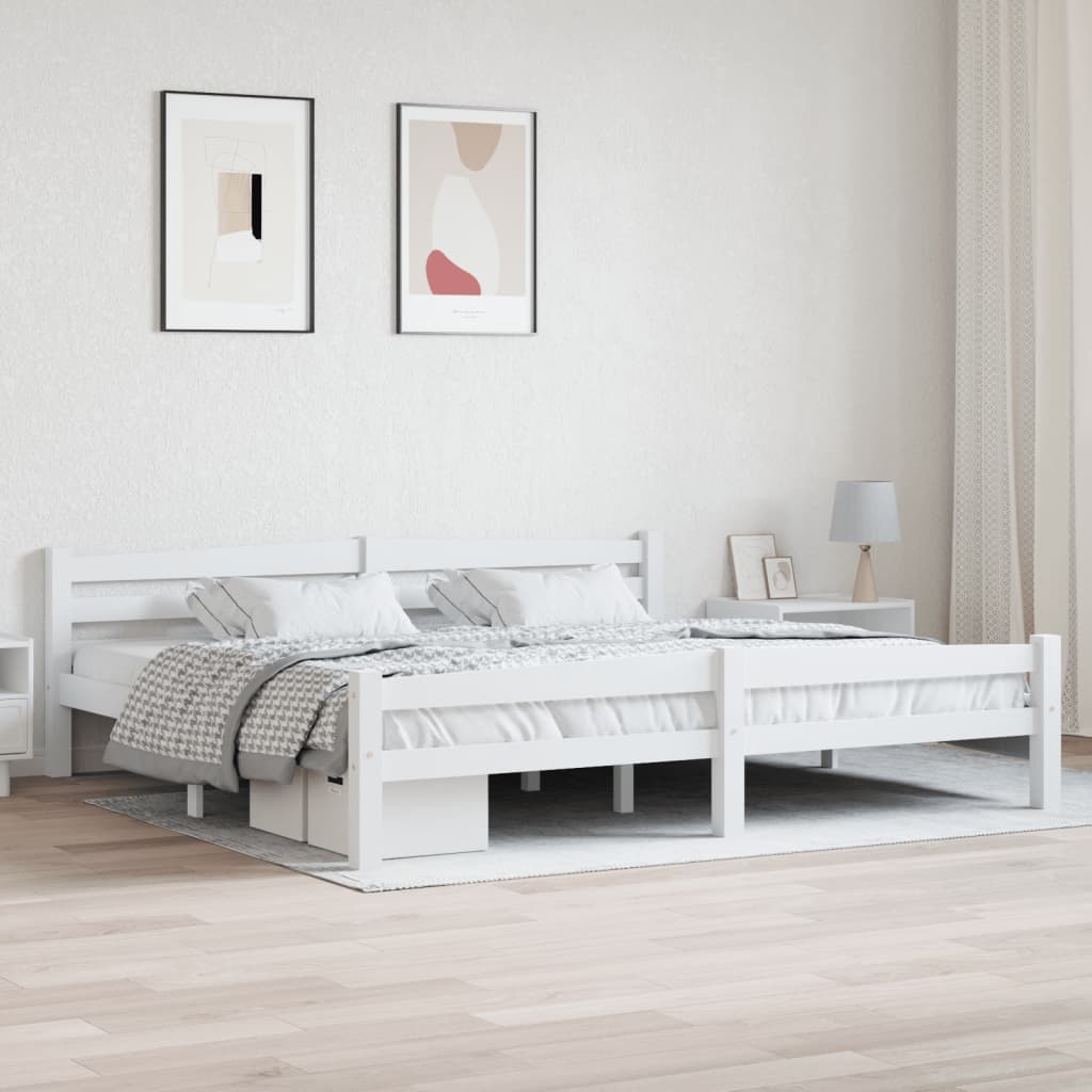 vidaXL Bed Frame without Mattress White Solid Pinewood 200x200 cm