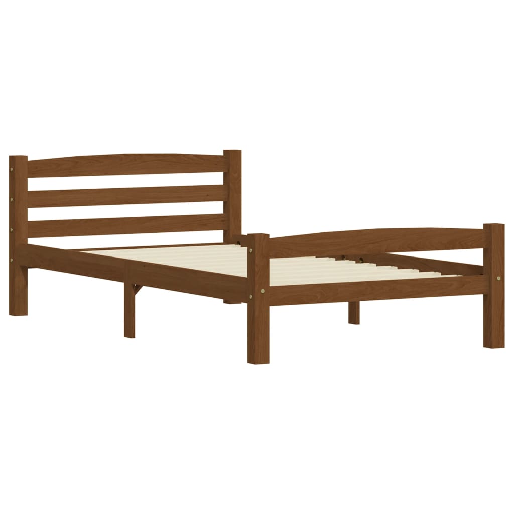 vidaXL Bed Frame without Mattress Honey Brown Solid Pinewood 90x200 cm