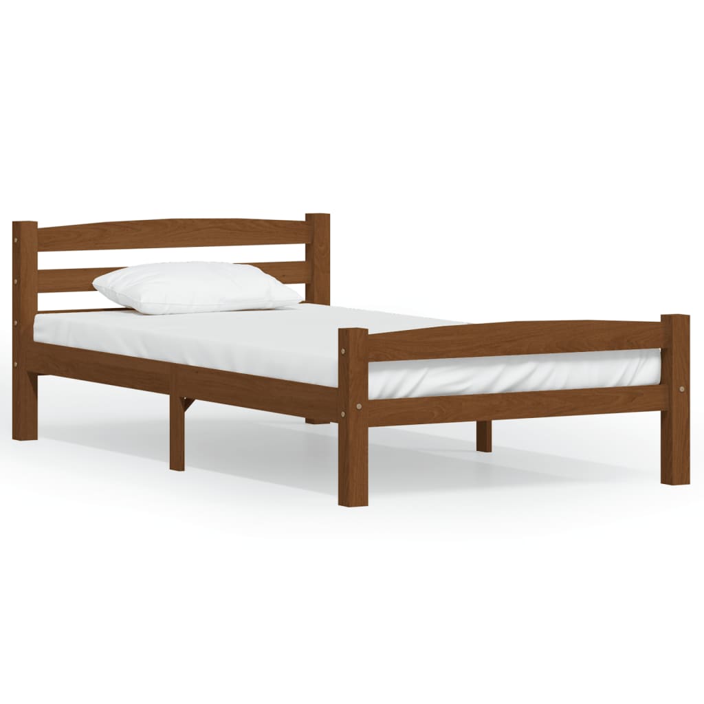 vidaXL Bed Frame without Mattress Honey Brown Solid Pinewood 100x200 cm