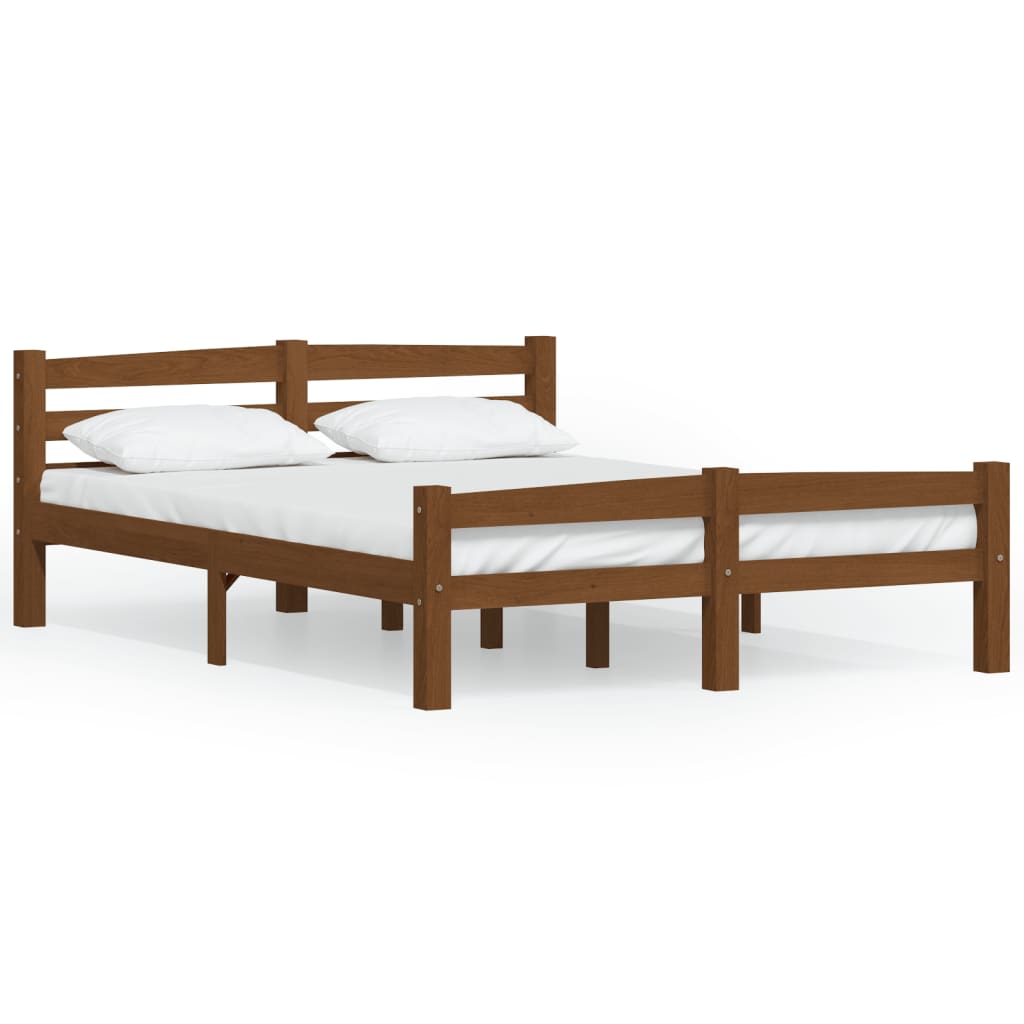 Bed Frame without Mattress Honey Brown Solid Pinewood 120x200 cm