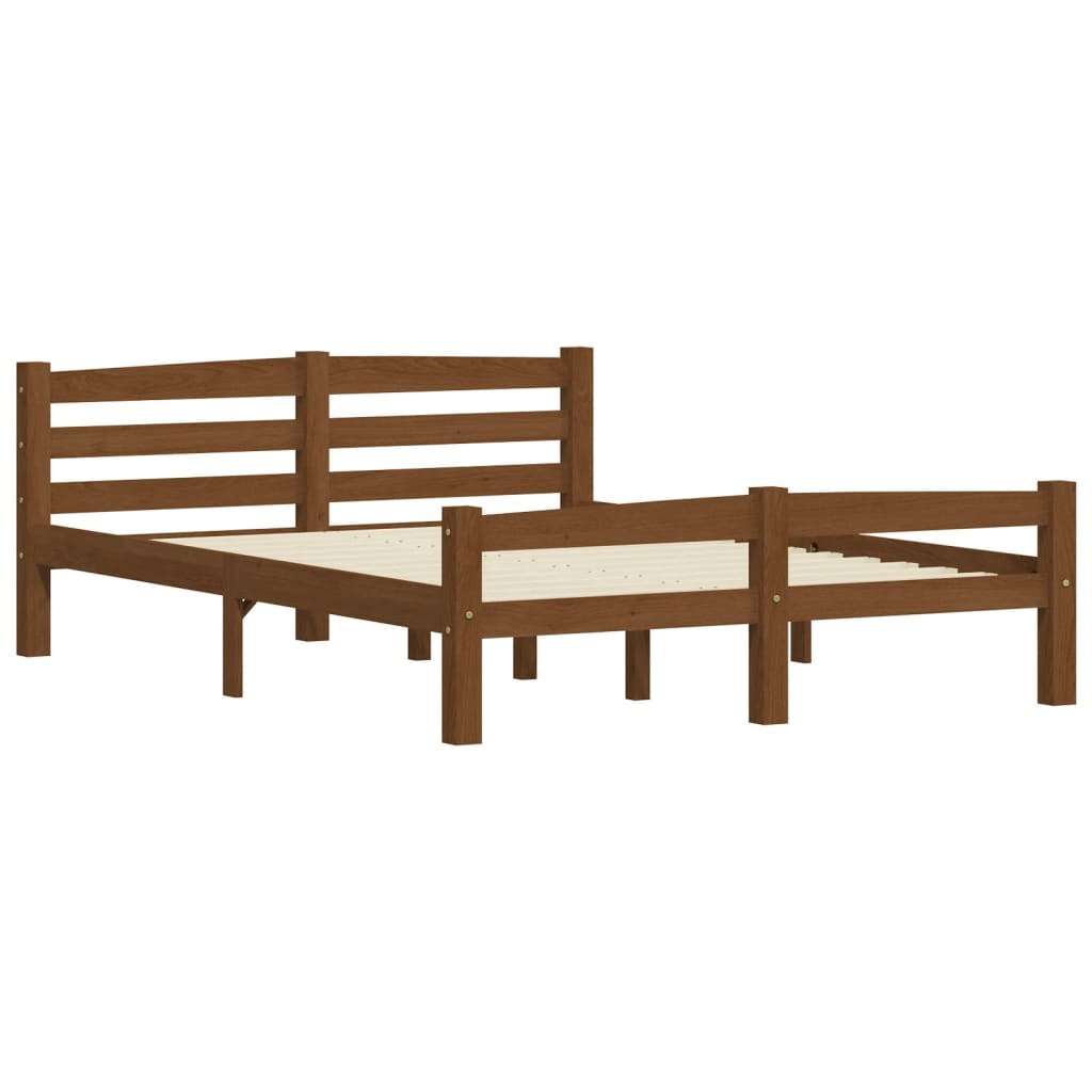 Bed Frame without Mattress Honey Brown Solid Pinewood 120x200 cm