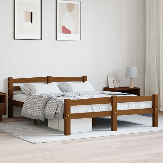 Bed Frame without Mattress Honey Brown Solid Pinewood 120x200 cm