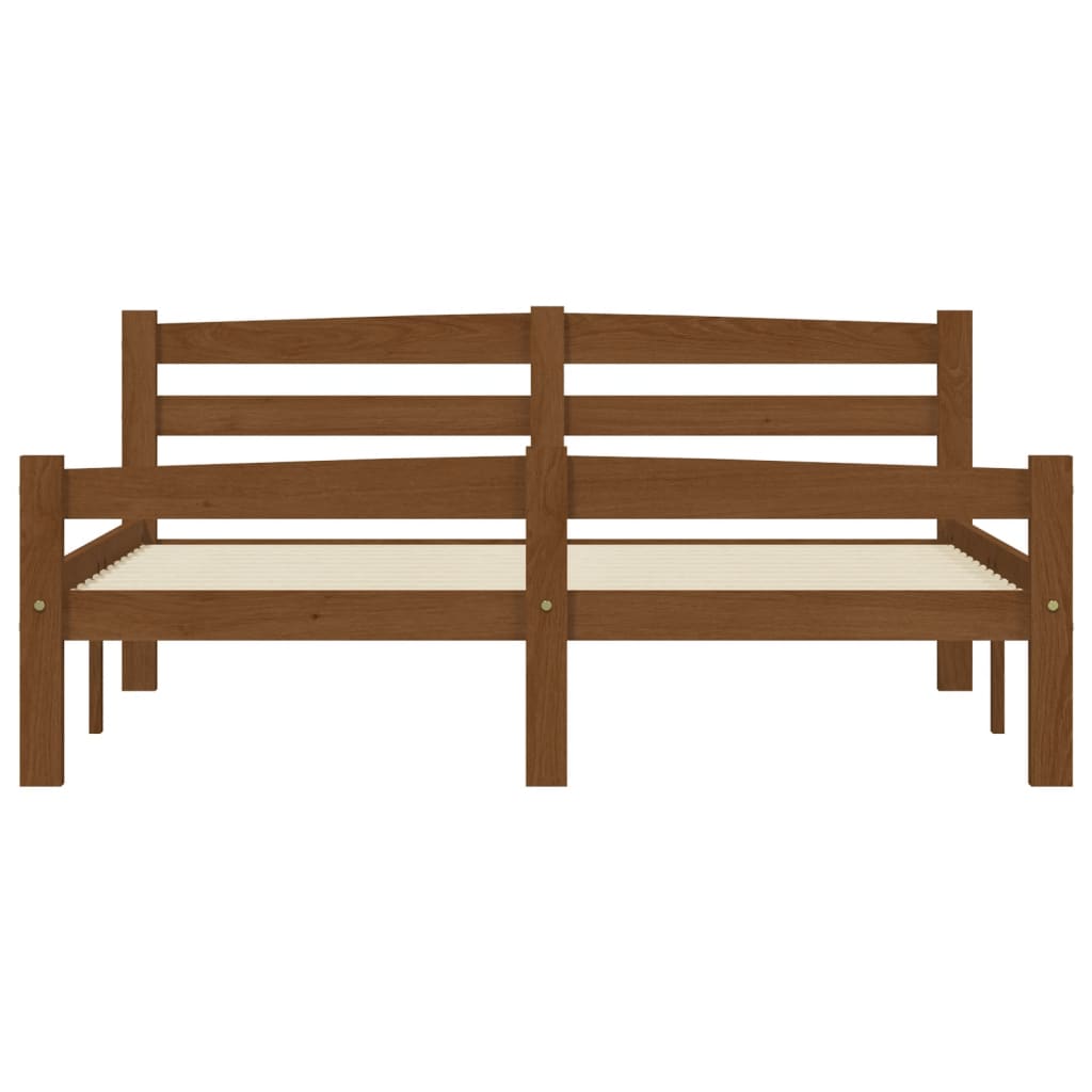 Bed Frame without Mattress Honey Brown Solid Pinewood 140x200 cm