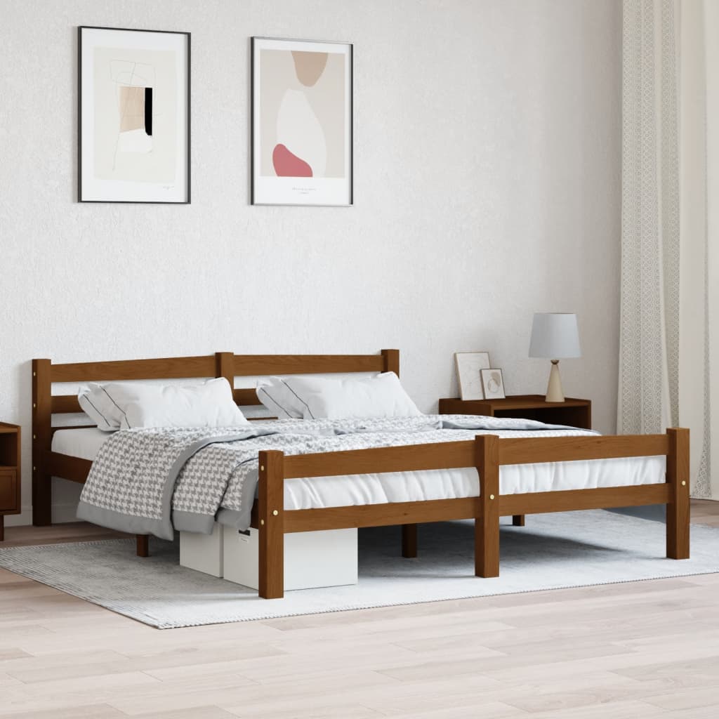 Bed Frame | Honey Brown | Solid Pine Wood, Plywood | Double Size