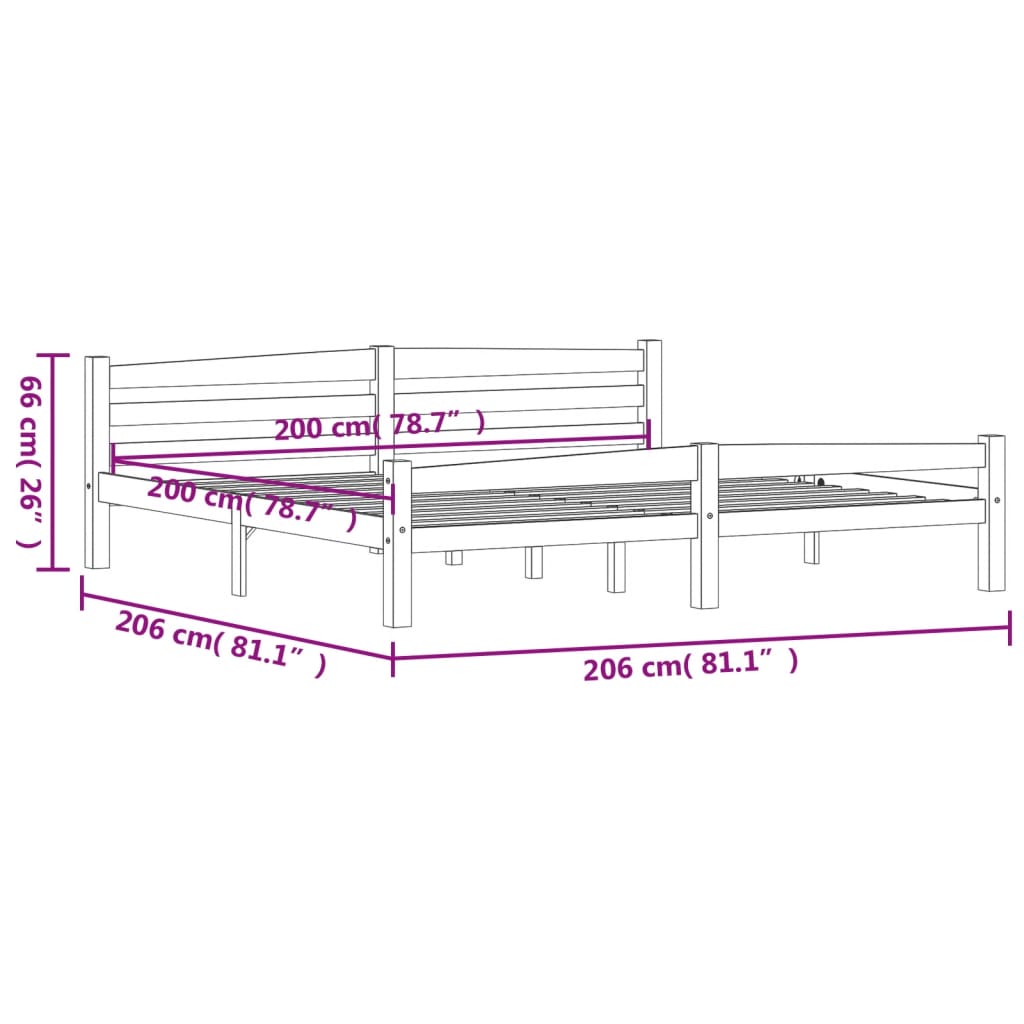 vidaXL Bed Frame without Mattress Honey Brown Solid Pinewood 200x200 cm