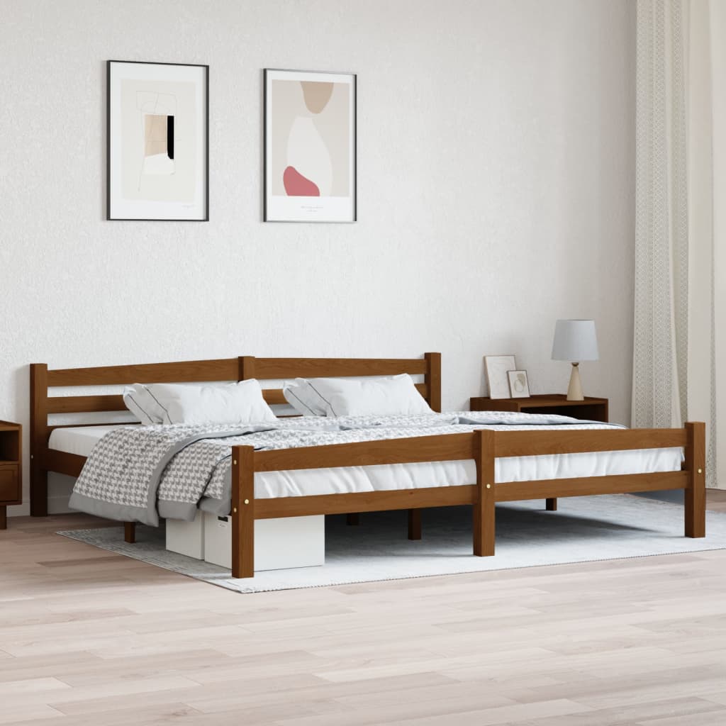 vidaXL Bed Frame without Mattress Honey Brown Solid Pinewood 200x200 cm