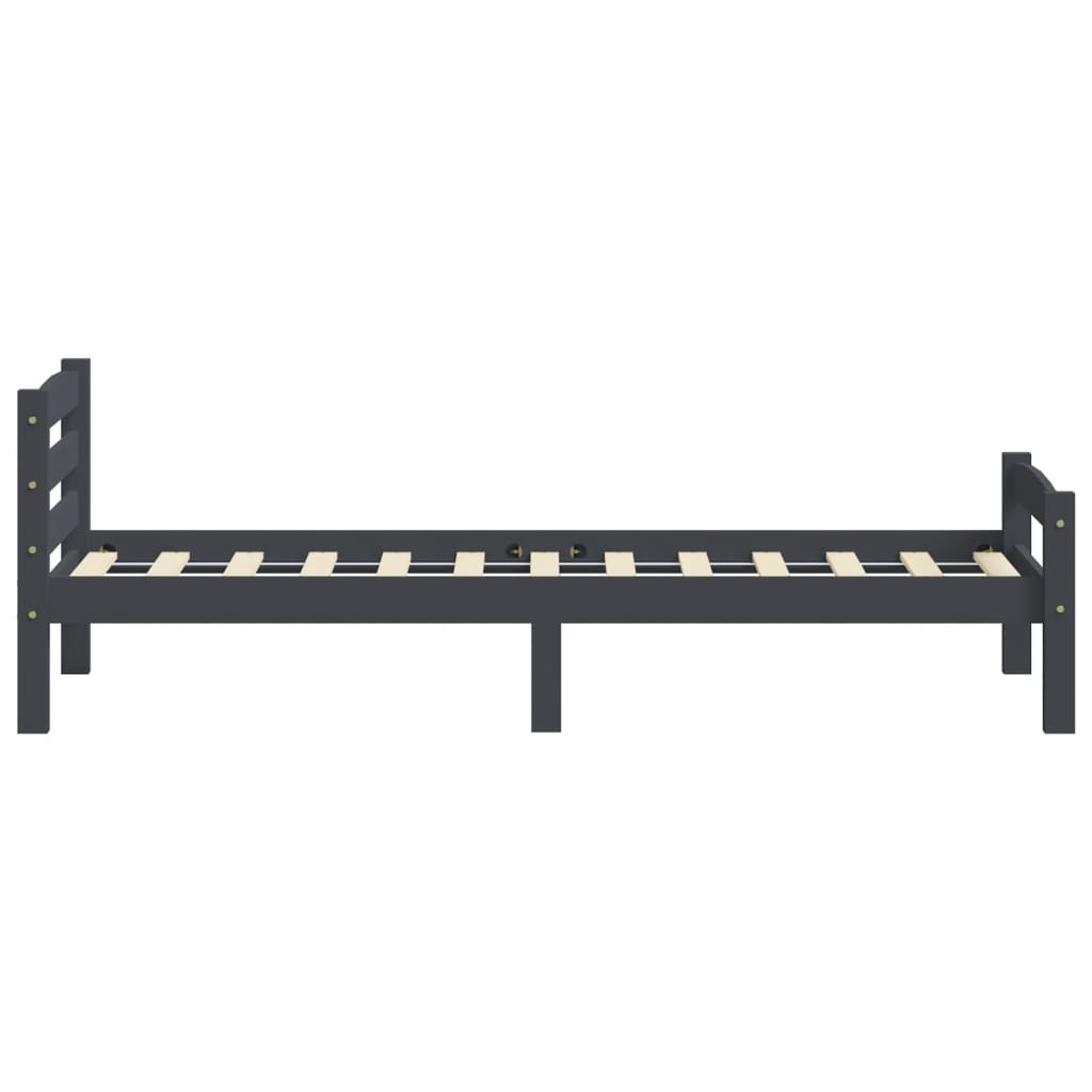 Bed Frame without Mattress Dark Grey Solid Pinewood 100x200 cm