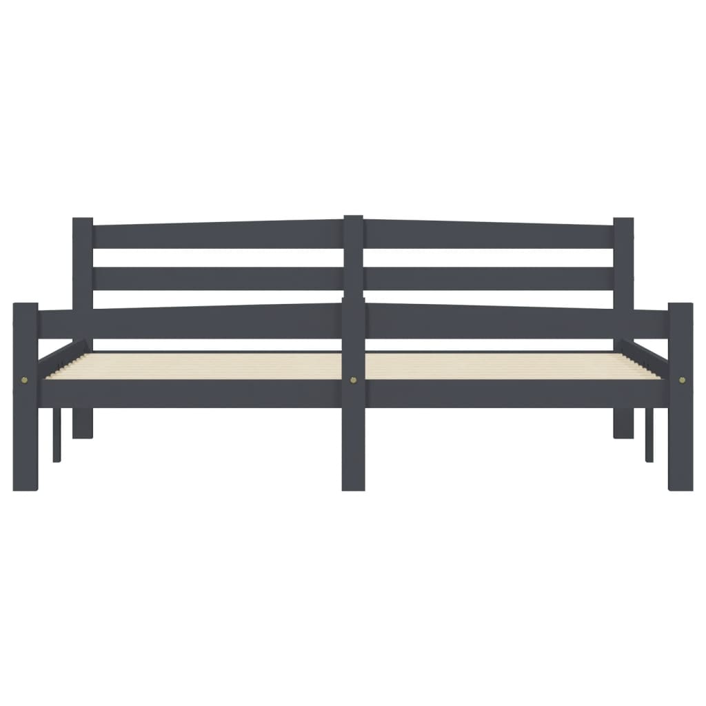 Bed Frame without Mattress Dark Grey Solid Pinewood 160x200 cm