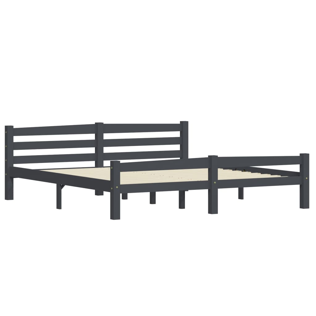 Bedframe donkergrijs massief grenenhout 180x200 cm 6FT Super King