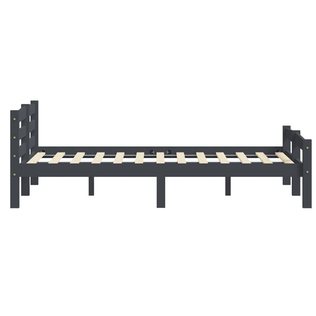 Bed Frame without Mattress Dark Grey Solid Pinewood 180x200 cm Super King