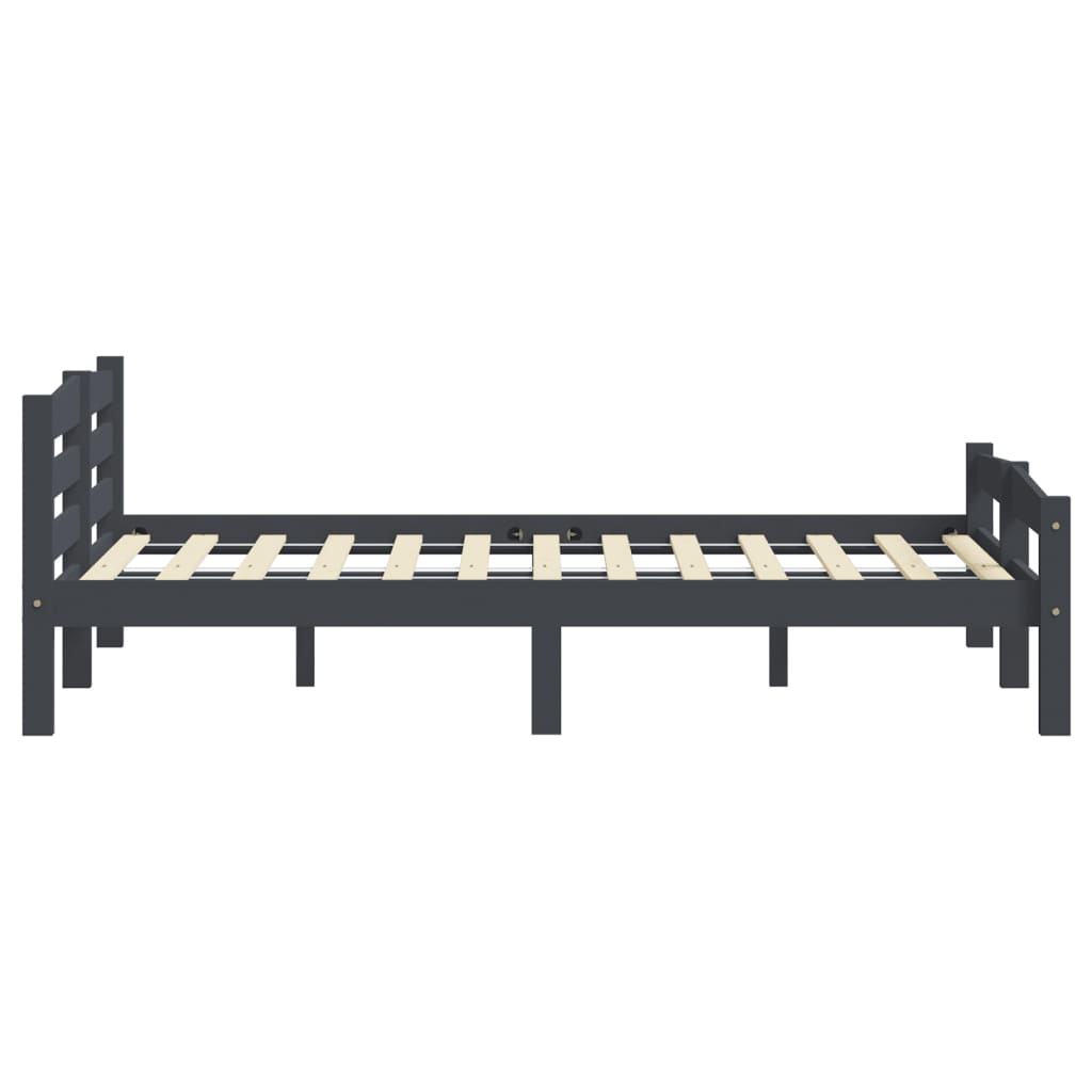 Bedframe Donkergrijs Massief Grenenhout 200x200 cm