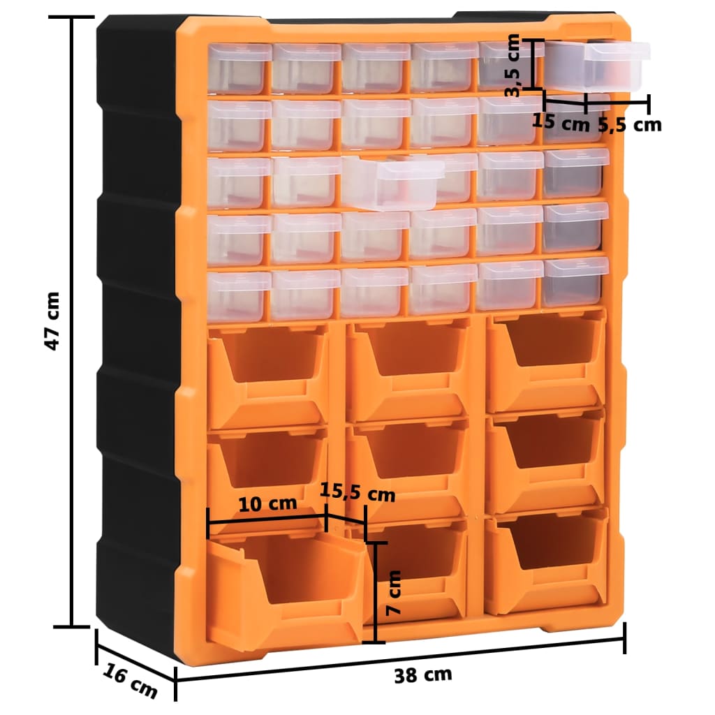 vidaXL Multi-drawer Organiser with 39 Drawers 38x16x47 cm